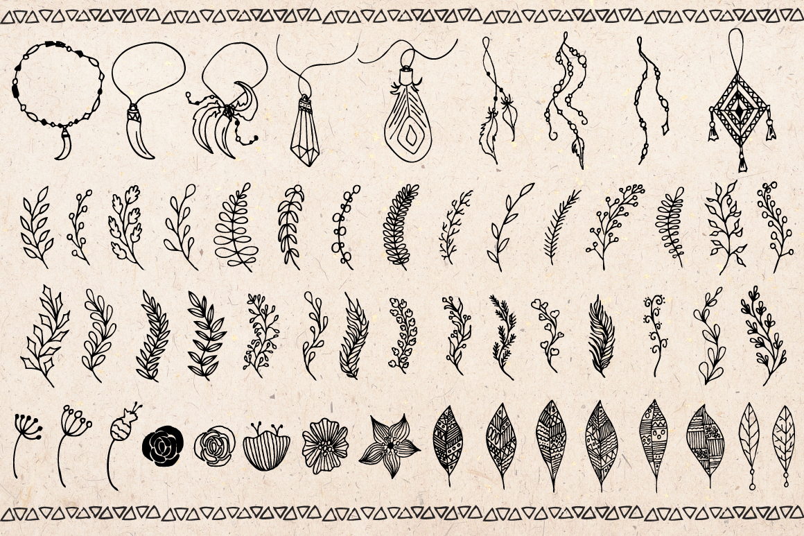Hand drawn Boho doodles Hand drawn Boho doodles
