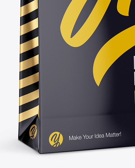 Glossy Paper Bag Mockup - Half side View