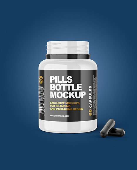 Glossy Pills Bottle Mockup