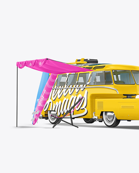 Camper Van W\ Surfboards Mockup - Half Side View