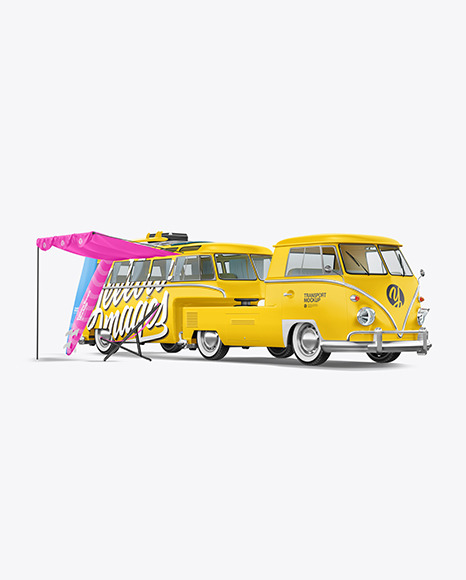 Camper Van W\ Surfboards Mockup - Half Side View