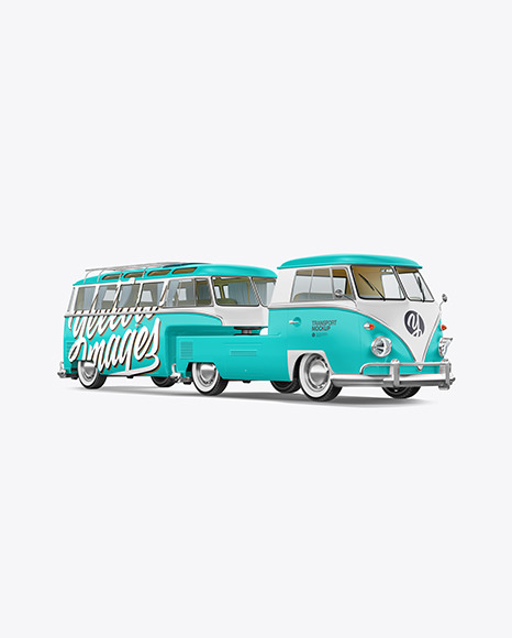 Camper Van W\ Surfboards Mockup - Half Side View