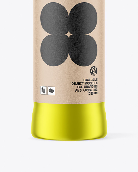 Metallic Bottle with Kraft Label Mockup