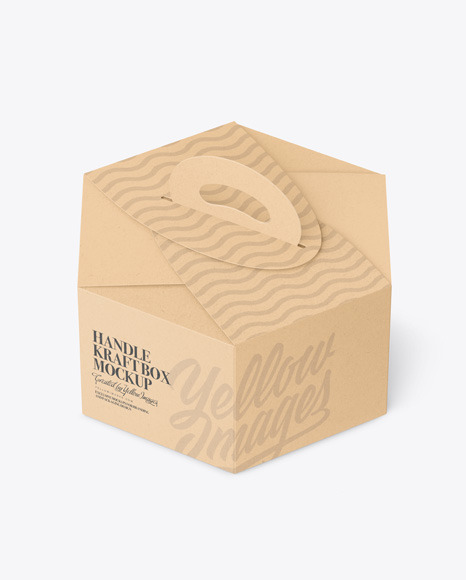 Hexagon Kraft Box W/ Handle Mockup