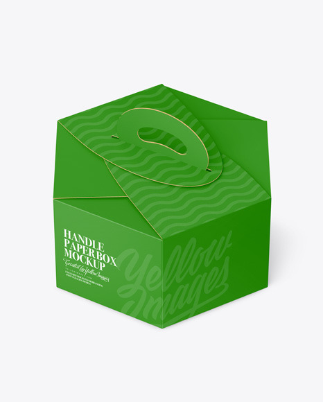 Hexagon Paper Box W/ Handle Mockup