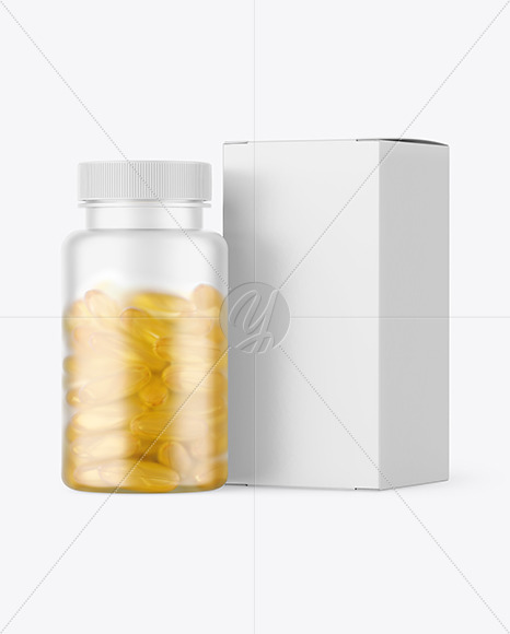 Frosted Pills Bottle with Box Mockup