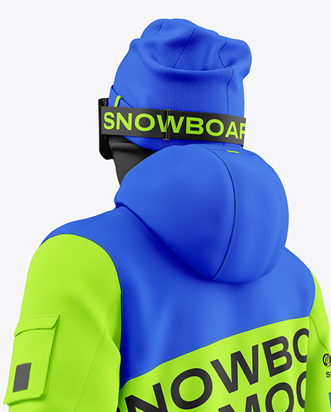 Snowboard Kit Mockup - Back Half Side View