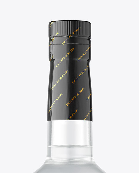 Square Clear Glass Vodka Bottle Mockup