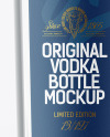 Square Clear Glass Vodka Bottle Mockup