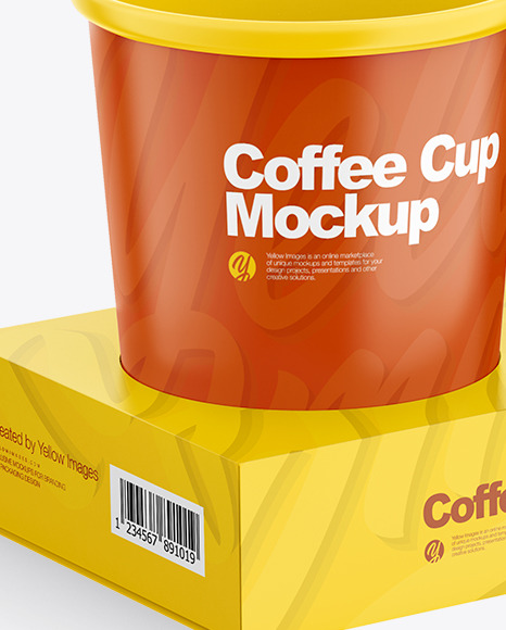 Coffee Cup Holder W/ Cups Mockup