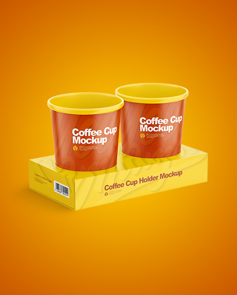 Coffee Cup Holder W/ Cups Mockup