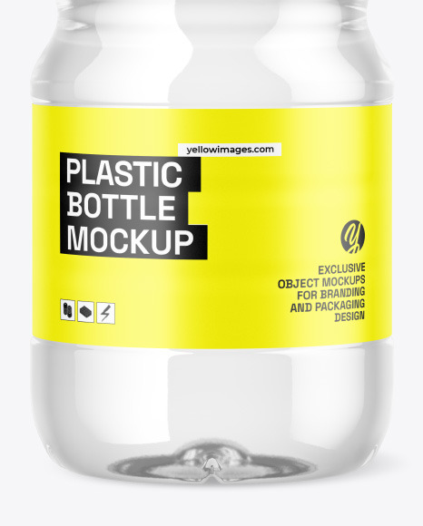 Clear Plastic Bottle w/ Water & Sport Cap Mockup