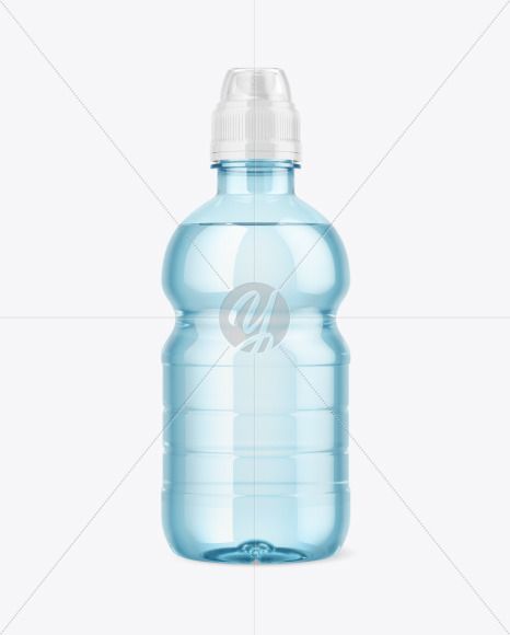 Colored Plastic Bottle w/ Water & Sport Cap Mockup