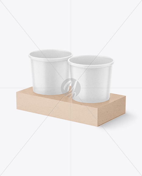 Kraft Cup Holder W/ Cups Mockup