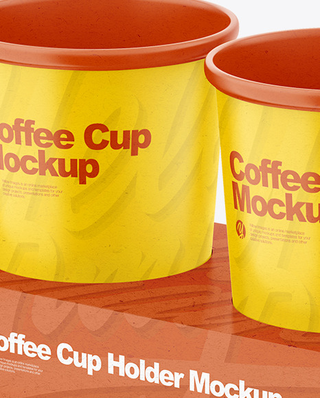 Kraft Cup Holder W/ Cups Mockup