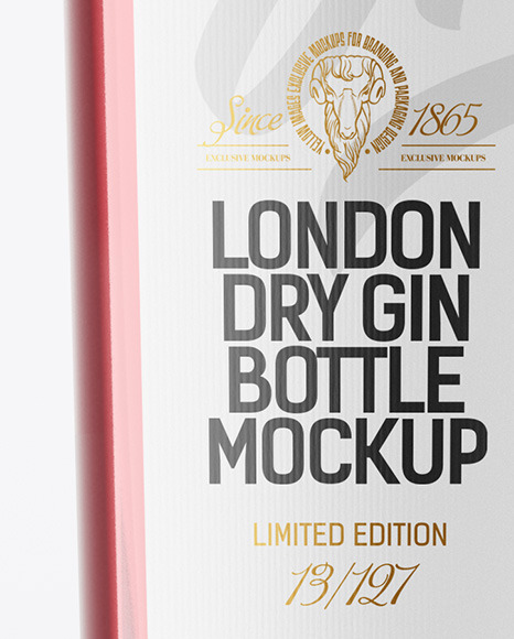 Square Clear Glass Gin Bottle Mockup