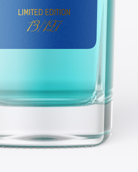 Square Clear Glass Gin Bottle Mockup