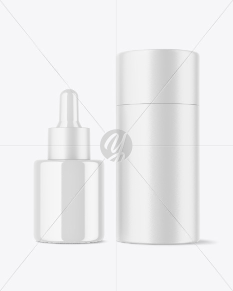 Glossy Dropper Bottle w/ Paper Tube Mockup