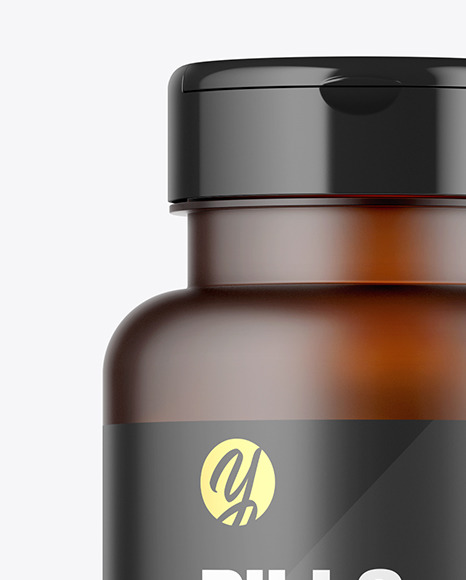 Frosted Amber Pills Bottle Mockup