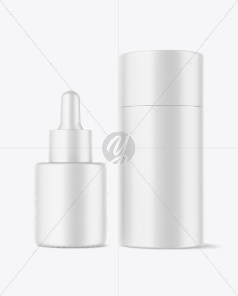 Matte Dropper Bottle w/ Paper Tube Mockup