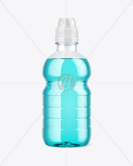 Clear Plastic Bottle w/ Drink &amp; Sport Cap Mockup