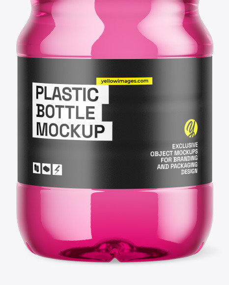 Clear Plastic Bottle w/ Drink &amp; Sport Cap Mockup