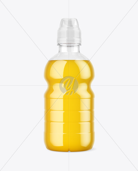 Clear Plastic Bottle w/ Juice & Sport Cap Mockup