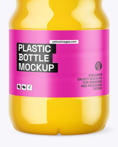 Clear Plastic Bottle w/ Juice & Sport Cap Mockup