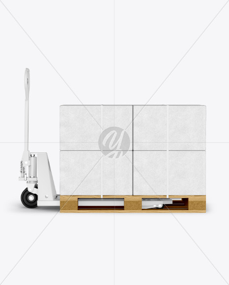 Hand Pallet Truck & Kraft Box Mockup