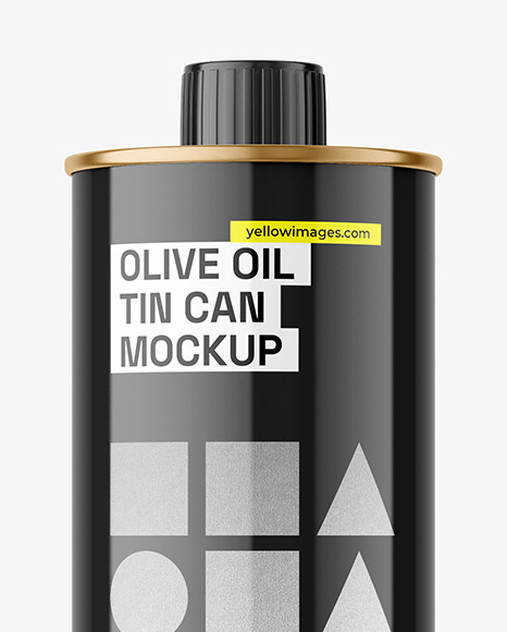 Glossy Olive Oil Tin Can Mockup