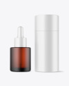 Frosted Amber Glass Dropper Bottle w\ Paper Tube Mockup