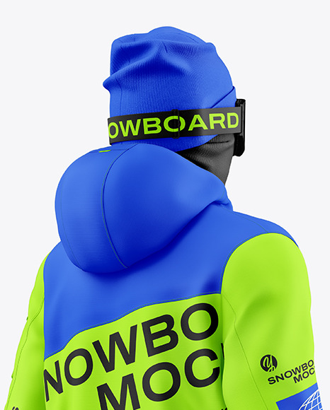 Snowboard Kit Mockup - Back Half Side View