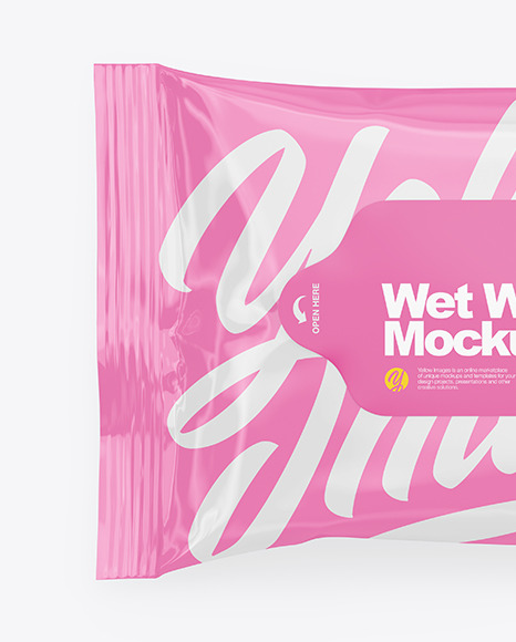 Glossy Wet Wipes Mockup