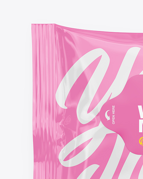 Glossy Wet Wipes Mockup