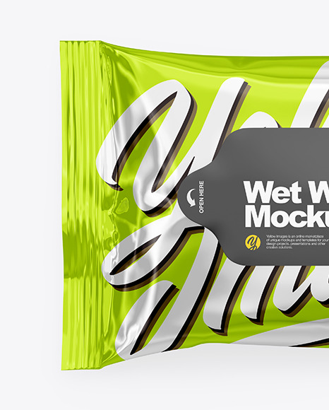 Glossy Metallic Wet Wipes Mockup