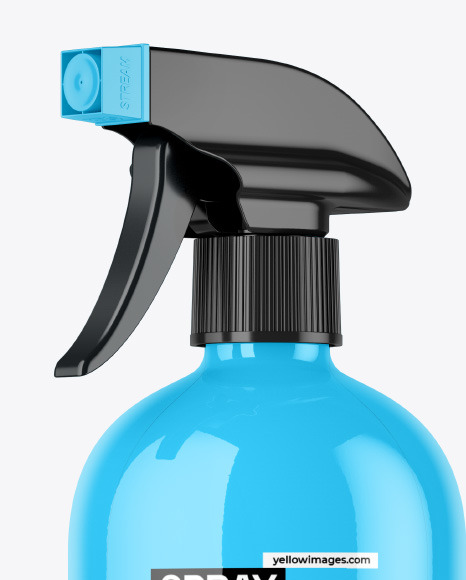 Glossy Plastic Spray Bottle Mockup