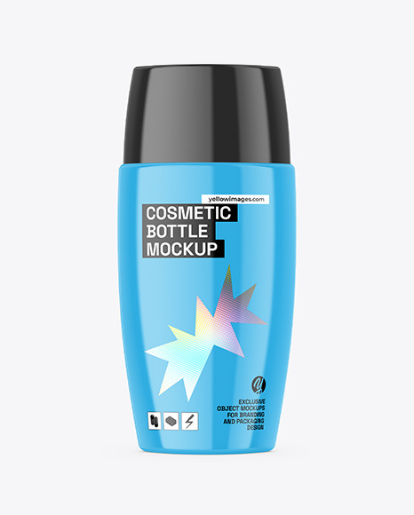 Glossy Cosmetic Bottle Mockup - Glossy+Cosmetic+Plastic+Bottle+Free+Mockup+Package+Mockups