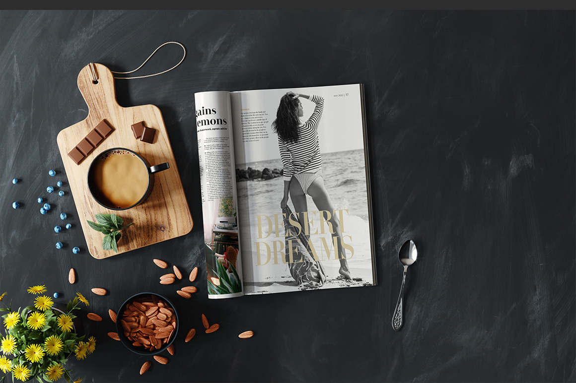 A4 Glossy Magazine In Various Scenes Mockup