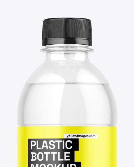 Clear Plastic Bottle w/ Water Mockup