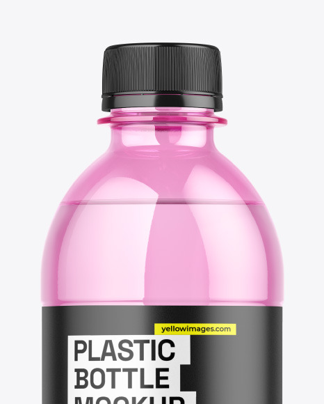 Colored Plastic Bottle w/ Water Mockup