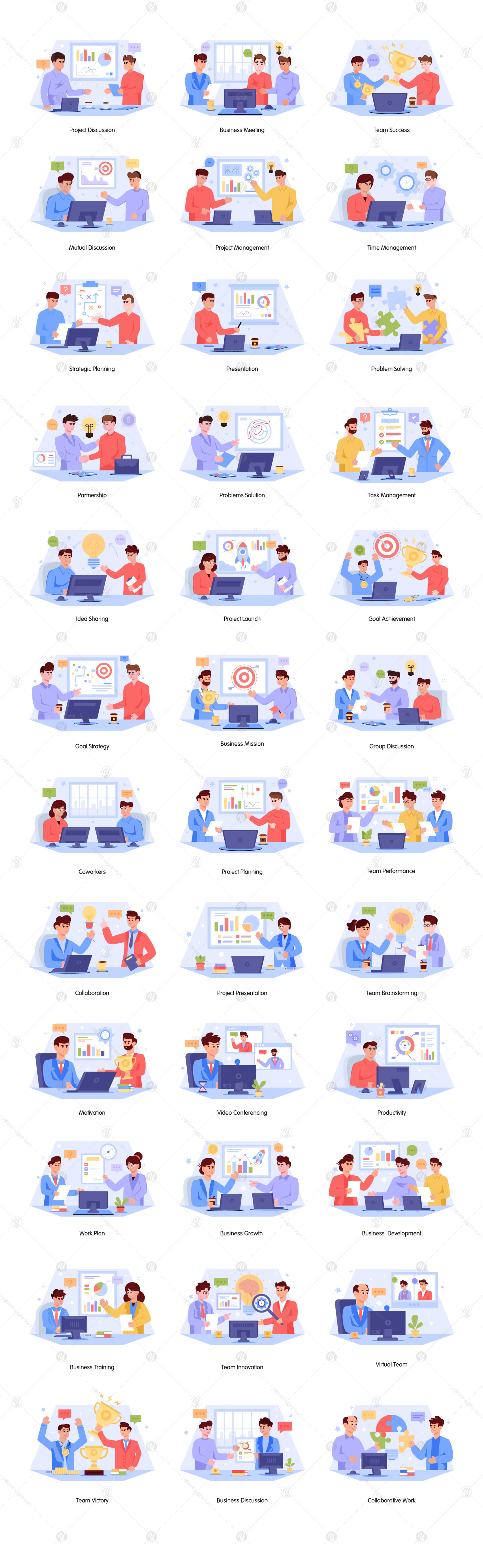 36 Teamwork Illustration Set 36 Teamwork Illustration Set