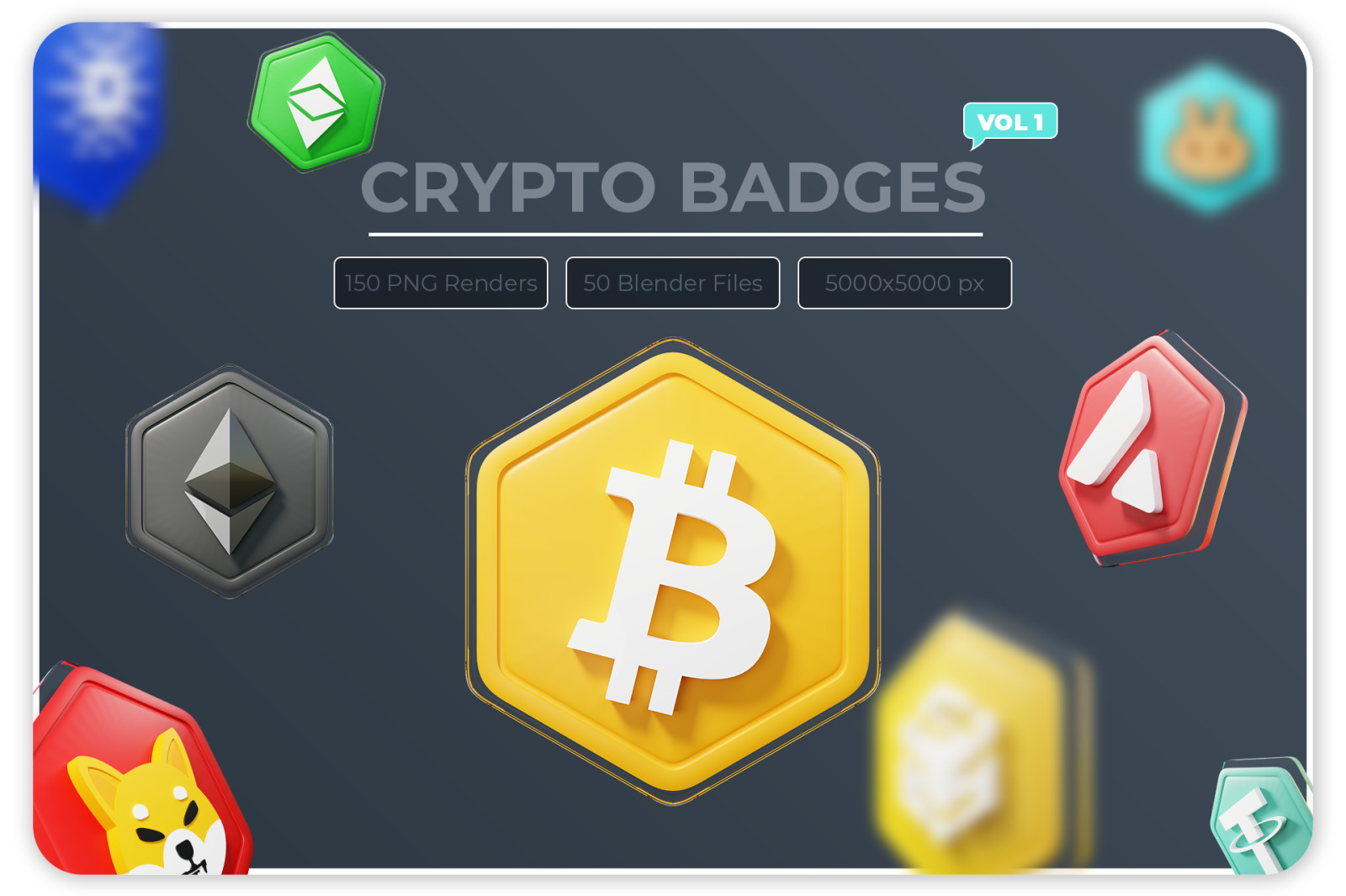 Crypto badges 3D pack Vol `1