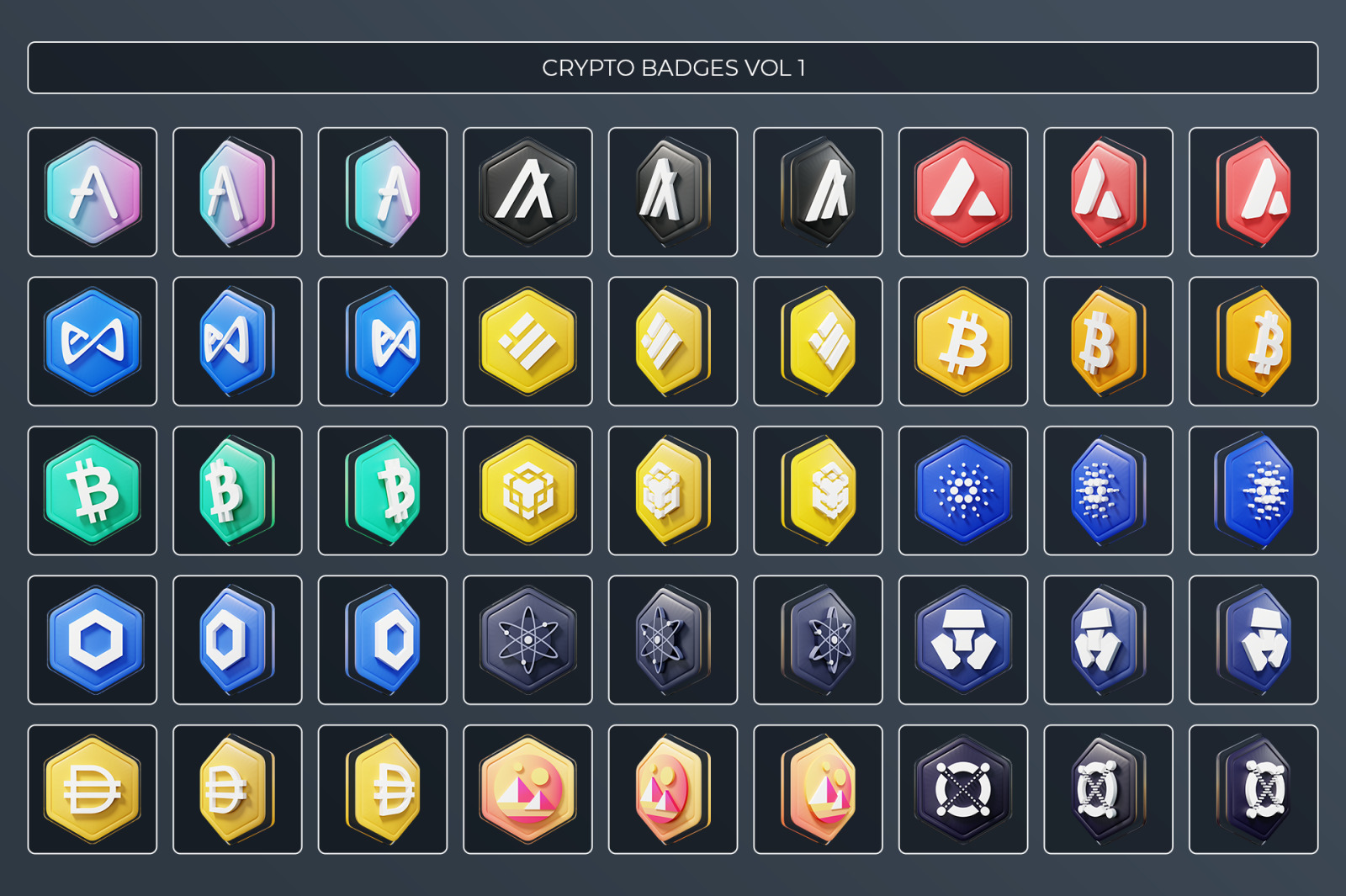 Crypto badges 3D pack Vol `1 Crypto badges 3D pack Vol `1