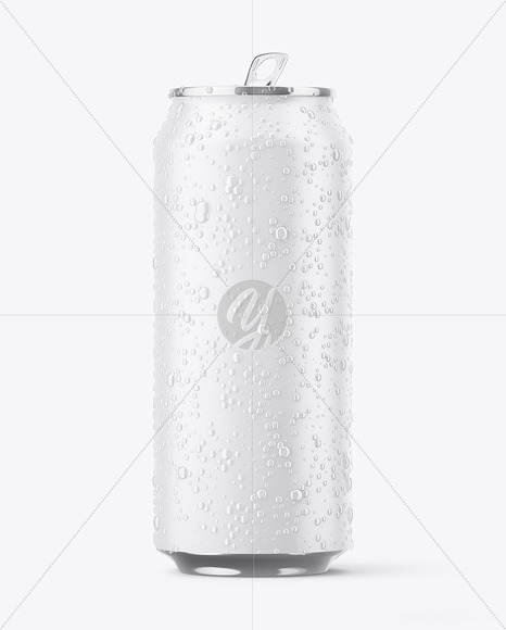 Matte Aluminium Can with Drops Mockup