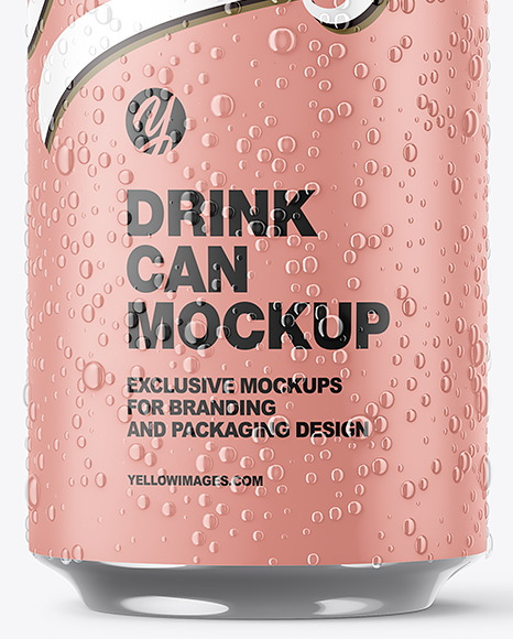 Matte Aluminium Can with Drops Mockup