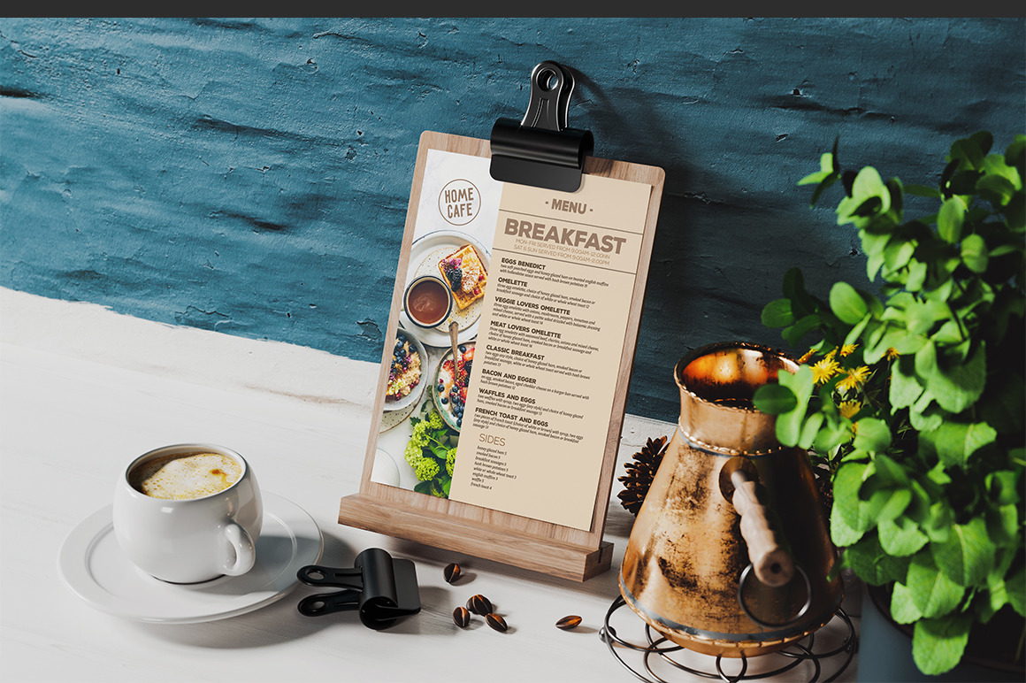 Wooden Clipboard Menu Holder Mockup