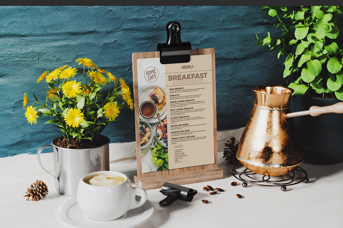 Wooden Clipboard Menu Holder Mockup Wooden Clipboard Menu Holder Mockup