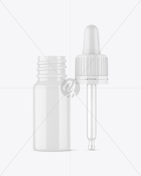 Opened Glossy Dropper Bottle Mockup