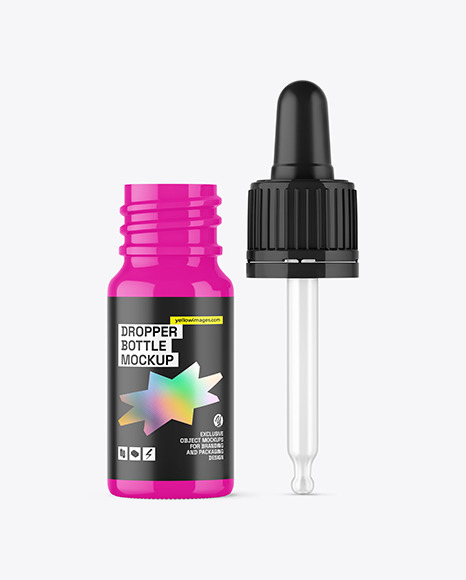 Opened Glossy Dropper Bottle Mockup - Oil dropper bottle mockup