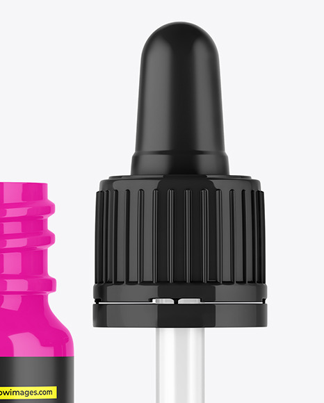 Opened Glossy Dropper Bottle Mockup
